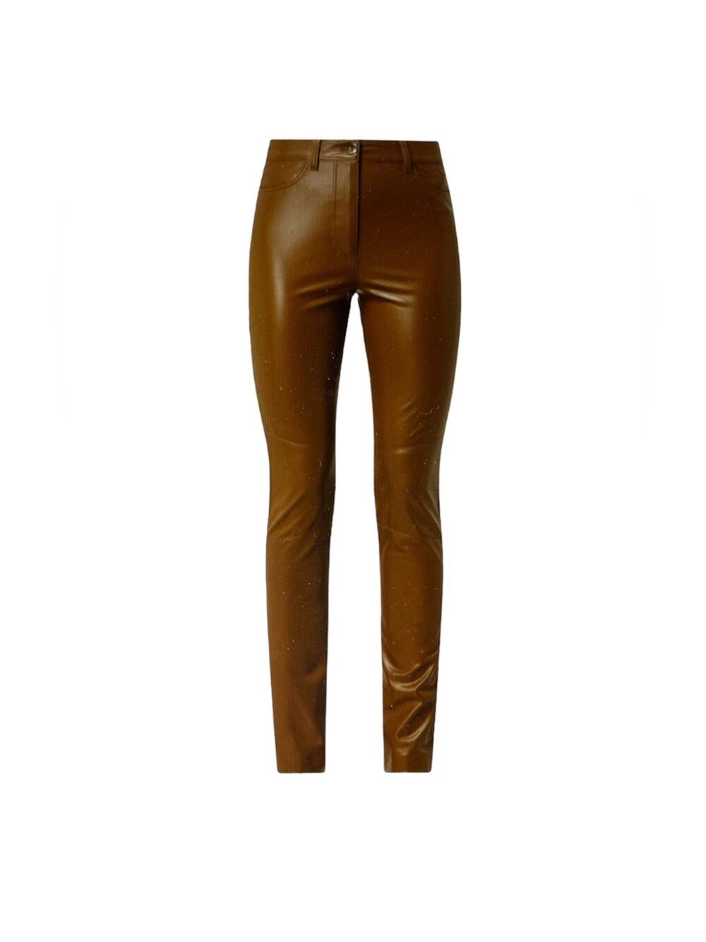 Marc Cain Skinny Fit Faux Leather Pants Trousers Cognac 4 27 x 31 NWT MSRP $400